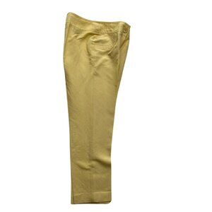 Kasper Sportswear Womens Yellow Linen Pants Sz 4P  Waist 28" Inseam 26"